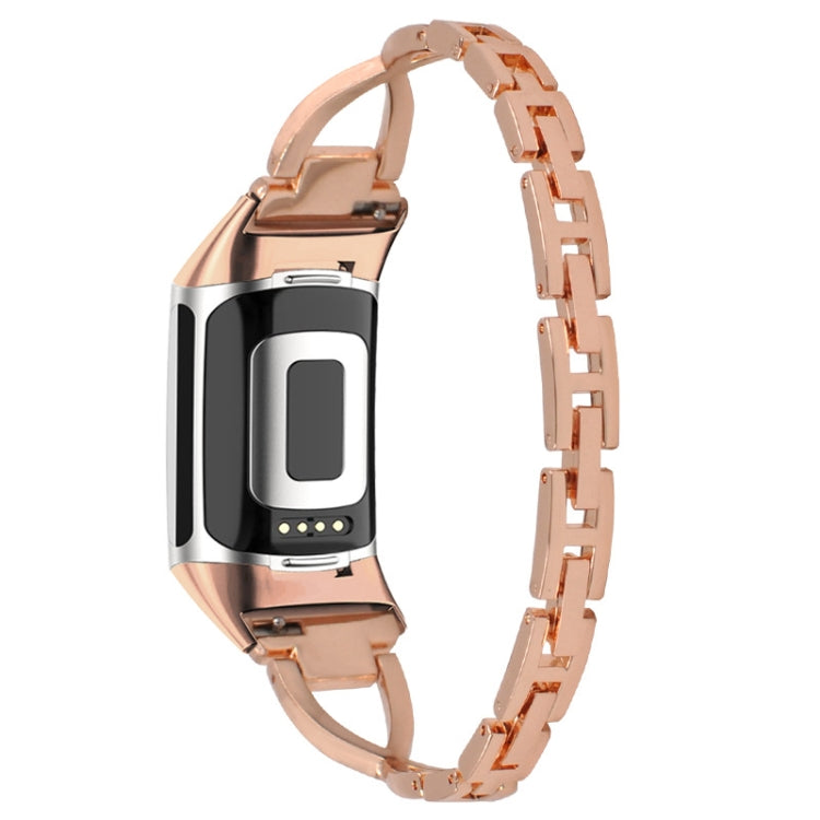 For Fitbit Charge 3 / 4 Diamond Metal Watch Band(Rose Gold) - Watch Bands by buy2fix | Online Shopping UK | buy2fix