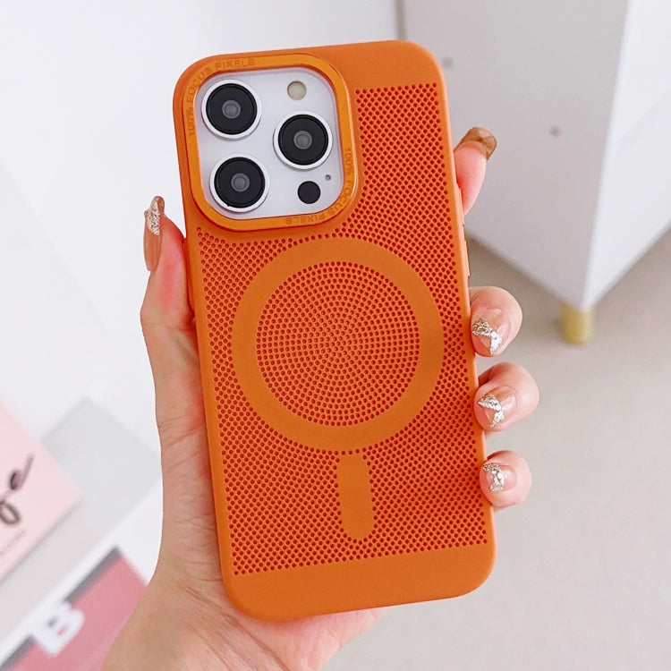 For iPhone 13 Grid Cooling MagSafe Magnetic Phone Case(Orange Yellow) - iPhone 13 Cases by buy2fix | Online Shopping UK | buy2fix