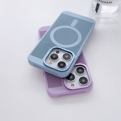 For iPhone 12 Pro Max Grid Cooling MagSafe Magnetic Phone Case(Lilac) - iPhone 12 Pro Max Cases by buy2fix | Online Shopping UK | buy2fix