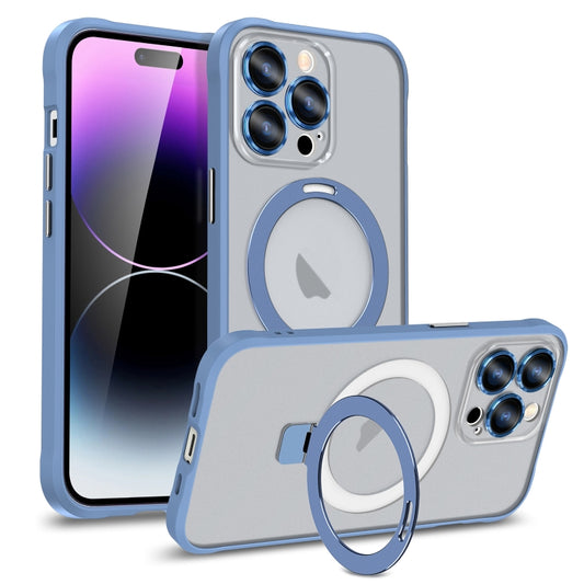 For iPhone 13 Pro Max Metal Eyes Series MagSafe Magnetic Holder Phone Case(Blue) - iPhone 13 Pro Max Cases by buy2fix | Online Shopping UK | buy2fix