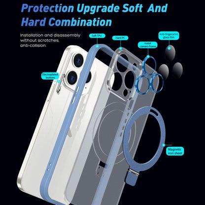 For iPhone 13 Pro Max Metal Eyes Series MagSafe Magnetic Holder Phone Case(Blue) - iPhone 13 Pro Max Cases by buy2fix | Online Shopping UK | buy2fix