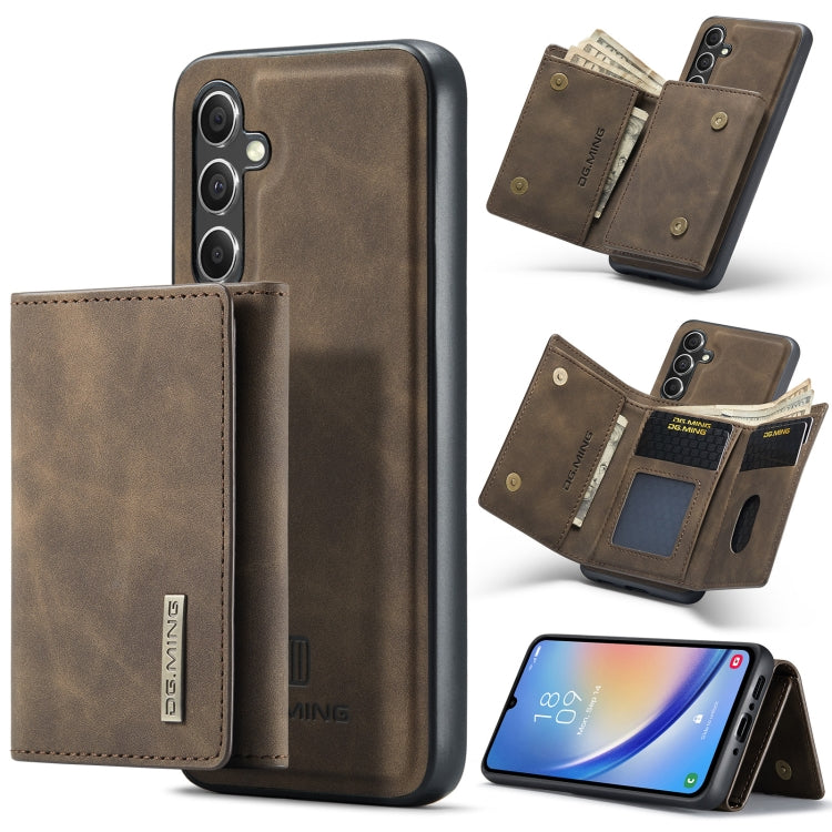 For Samsung Galaxy A34 5G DG.MING M1 Series 3-Fold Multi Card Wallet + Magnetic Phone Case(Coffee) - Galaxy Phone Cases by DG.MING | Online Shopping UK | buy2fix