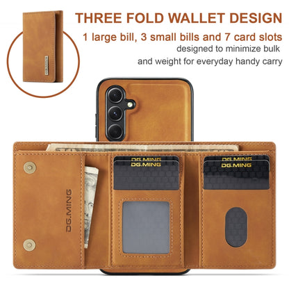 For Samsung Galaxy A55 5G DG.MING M1 Series 3-Fold Multi Card Wallet + Magnetic Phone Case(Brown) - Galaxy Phone Cases by DG.MING | Online Shopping UK | buy2fix