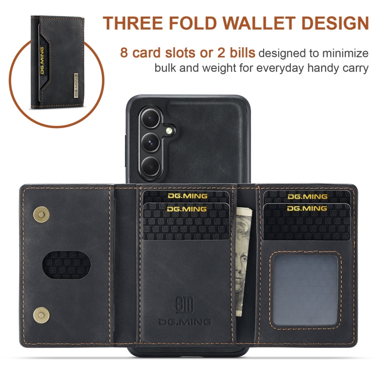 For Samsung Galaxy A55 5G DG.MING M2 Series 3-Fold Multi Card Bag + Magnetic Phone Case(Black) - Galaxy Phone Cases by DG.MING | Online Shopping UK | buy2fix