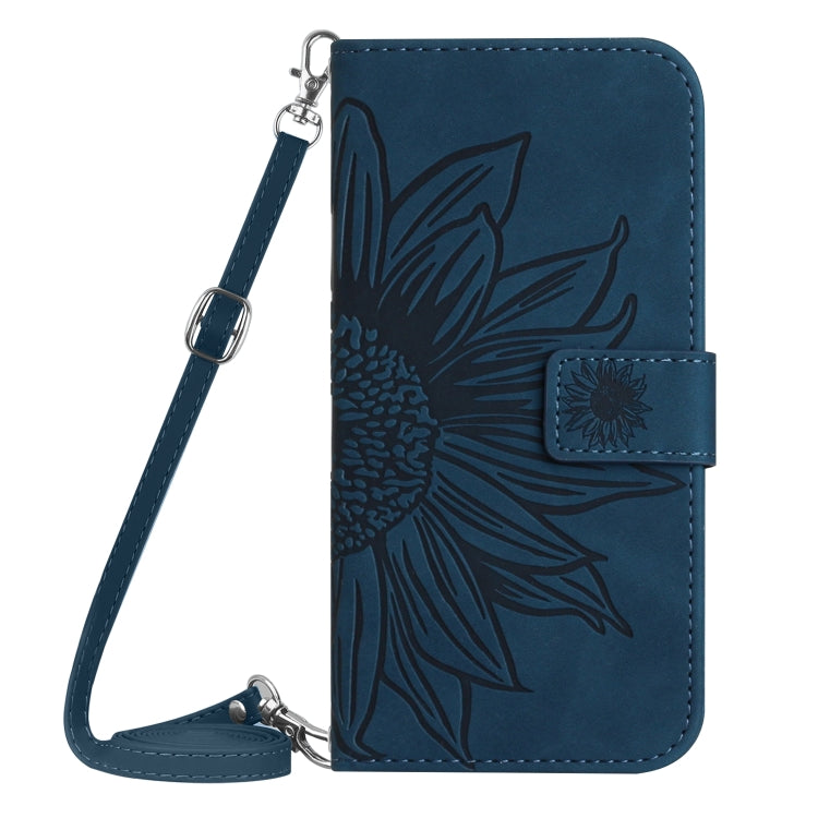 For Xiaomi 14 Skin Feel Sun Flower Embossed Flip Leather Phone Case with Lanyard(Inky Blue) - 14 Cases by buy2fix | Online Shopping UK | buy2fix