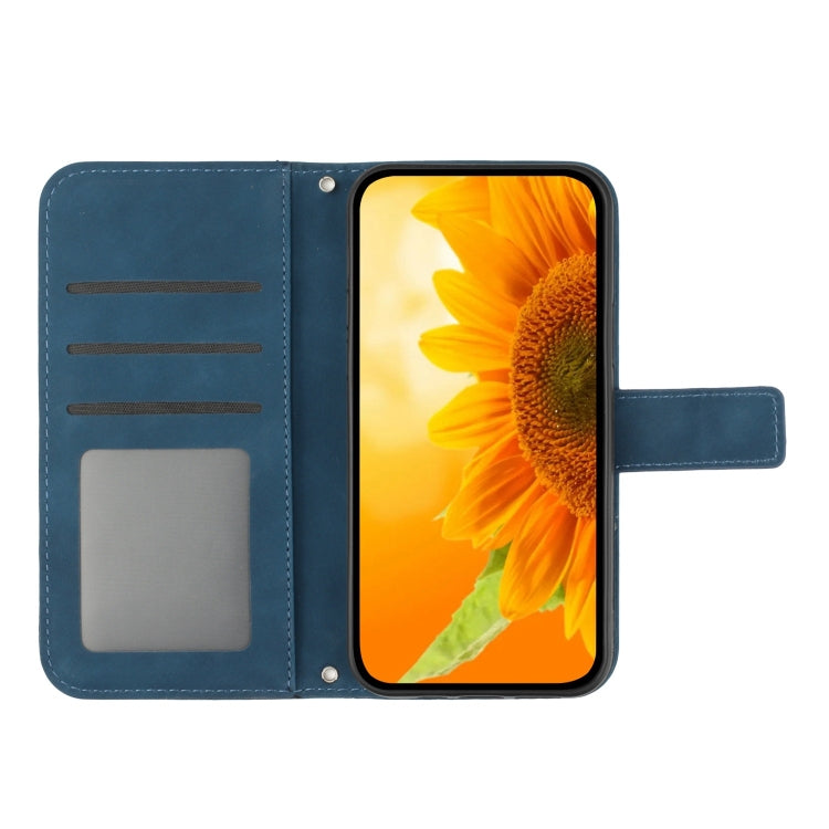 For Xiaomi Redmi Note 13 Pro 4G Global Skin Feel Sun Flower Embossed Flip Leather Phone Case with Lanyard(Inky Blue) - Note 13 Pro Cases by buy2fix | Online Shopping UK | buy2fix