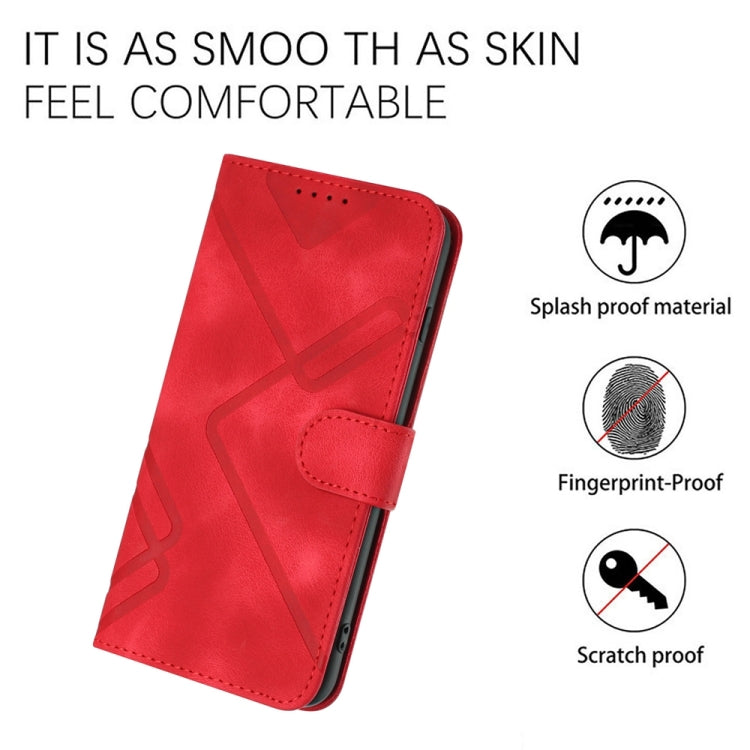 For iPhone 16 Pro Max Line Pattern Skin Feel Leather Phone Case(Red) - iPhone 16 Pro Max Cases by buy2fix | Online Shopping UK | buy2fix