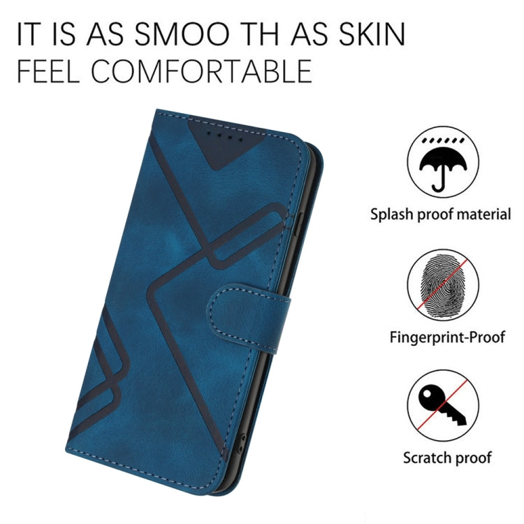 For iPhone 16 Pro Line Pattern Skin Feel Leather Phone Case(Royal Blue) - iPhone 16 Pro Cases by buy2fix | Online Shopping UK | buy2fix