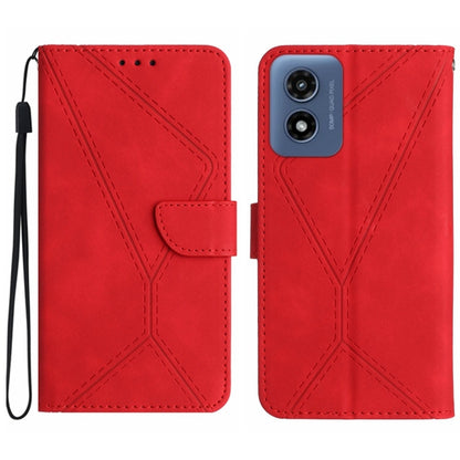 For Motorola Moto G Play 4G 2024 Stitching Embossed Leather Phone Case(Red) - Motorola Cases by buy2fix | Online Shopping UK | buy2fix