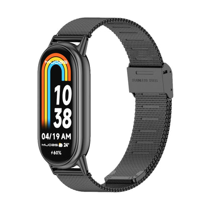 For Xiaomi Mi Band 8 Mijobs Milan Buckle Metal Stainless Steel Watch Band(Black) - Watch Bands by buy2fix | Online Shopping UK | buy2fix