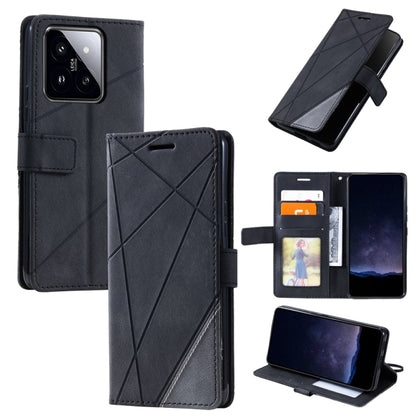 For Xiaomi 14 Skin Feel Splicing Leather Phone Case(Black) - 14 Cases by buy2fix | Online Shopping UK | buy2fix