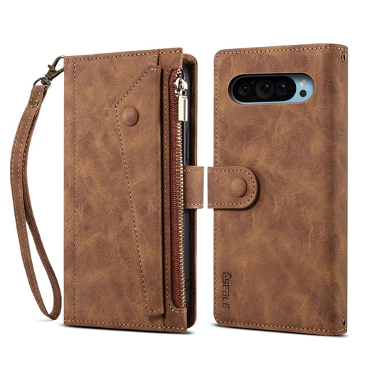 For Google Pixel 9 / 9 Pro ESEBLE Retro Frosted RFID Flip Leather Phone Case(Brown) - Google Cases by ESEBLE | Online Shopping UK | buy2fix