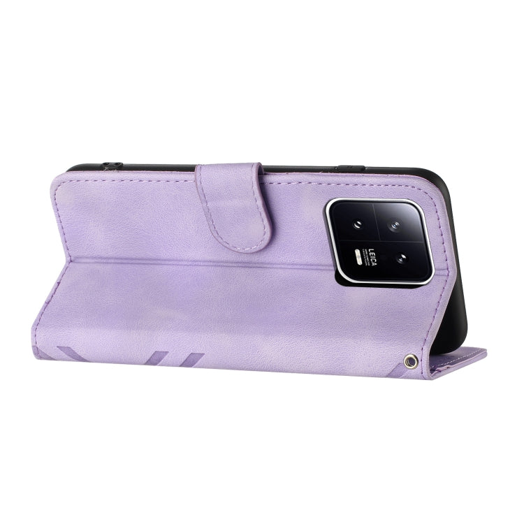 For Xiaomi 13 Pro Line Pattern Skin Feel Leather Phone Case(Light Purple) - 13 Pro Cases by buy2fix | Online Shopping UK | buy2fix