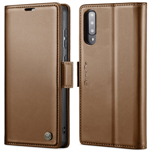 For Samsung Galaxy A30s / A50s / A50 CaseMe 023 Butterfly Buckle Litchi Texture RFID Anti-theft Leather Phone Case(Brown) - Galaxy Phone Cases by CaseMe | Online Shopping UK | buy2fix