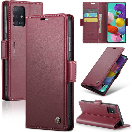 For Samsung Galaxy A51 4G/M40s CaseMe 023 Butterfly Buckle Litchi Texture RFID Anti-theft Leather Phone Case(Wine Red) - Galaxy Phone Cases by CaseMe | Online Shopping UK | buy2fix