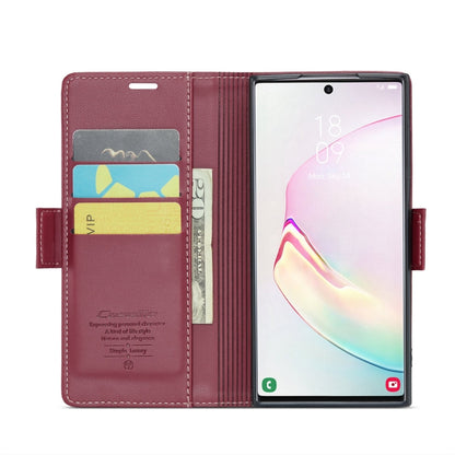 For Samsung Galaxy Note10+ CaseMe 023 Butterfly Buckle Litchi Texture RFID Anti-theft Leather Phone Case(Wine Red) - Galaxy Phone Cases by CaseMe | Online Shopping UK | buy2fix