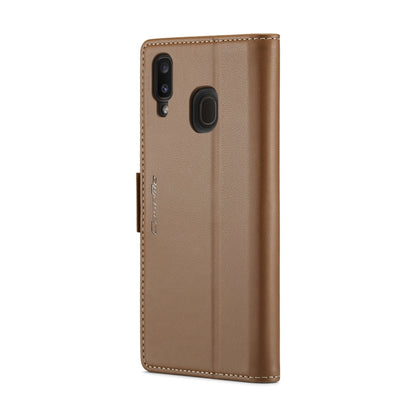 For Samsung Galaxy A20/A30/M10s CaseMe 023 Butterfly Buckle Litchi Texture RFID Anti-theft Leather Phone Case(Brown) - Galaxy Phone Cases by CaseMe | Online Shopping UK | buy2fix