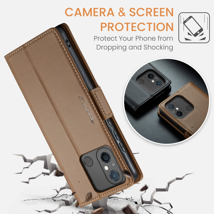 For Xiaomi Redmi 11A/12C CaseMe 023 Butterfly Buckle Litchi Texture RFID Anti-theft Leather Phone Case(Brown) - Xiaomi Cases by CaseMe | Online Shopping UK | buy2fix