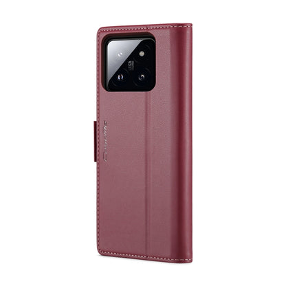 For Xiaomi 14 Pro CaseMe 023 Butterfly Buckle Litchi Texture RFID Anti-theft Leather Phone Case(Wine Red) - 14 Pro Cases by CaseMe | Online Shopping UK | buy2fix