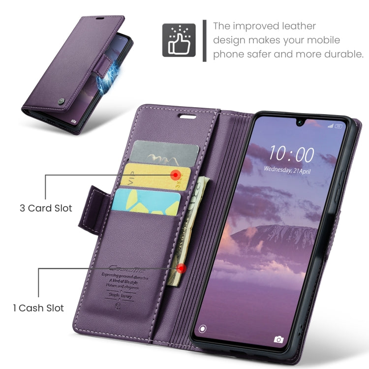 For Xiaomi Poco C65 4G CaseMe 023 Butterfly Buckle Litchi Texture RFID Anti-theft Leather Phone Case(Pearly Purple) - Xiaomi Cases by CaseMe | Online Shopping UK | buy2fix