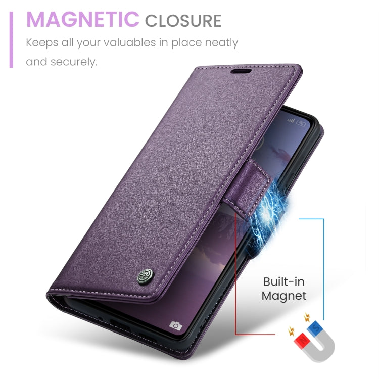 For Xiaomi Poco C65 4G CaseMe 023 Butterfly Buckle Litchi Texture RFID Anti-theft Leather Phone Case(Pearly Purple) - Xiaomi Cases by CaseMe | Online Shopping UK | buy2fix