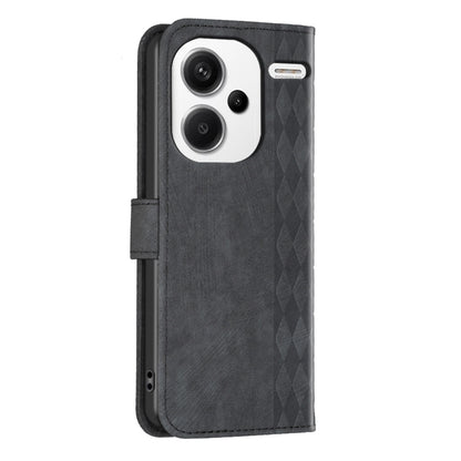 For Xiaomi Redmi Note 13 Pro+ 5G Plaid Embossed Leather Phone Case(Black) - Note 13 Pro+ Cases by buy2fix | Online Shopping UK | buy2fix