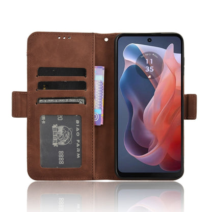 For Motorola Moto G Play 4G 2024 Skin Feel Calf Texture Card Slots Leather Phone Case(Brown) - Motorola Cases by buy2fix | Online Shopping UK | buy2fix