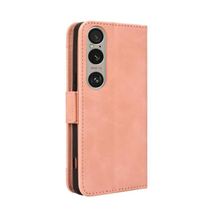 For Sony Xperia 1 VI 2024 Skin Feel Calf Texture Card Slots Leather Phone Case(Pink) - Sony Cases by buy2fix | Online Shopping UK | buy2fix