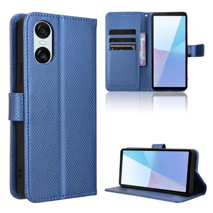 For Sony Xperia 10 VI 2024 Diamond Texture Leather Phone Case(Blue) - Sony Cases by buy2fix | Online Shopping UK | buy2fix