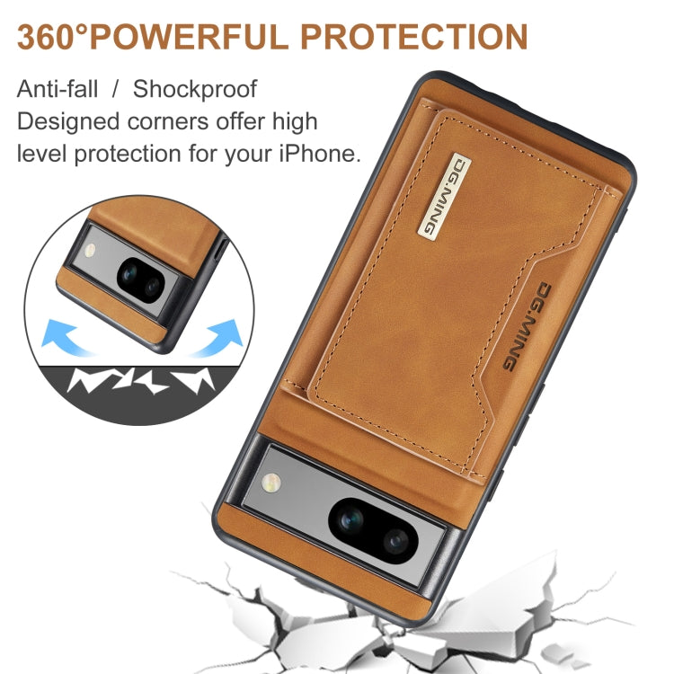 For Google Pixel 7A DG.MING M2 Series 3-Fold Multi Card Bag + Magnetic Phone Case(Brown) - Google Cases by DG.MING | Online Shopping UK | buy2fix