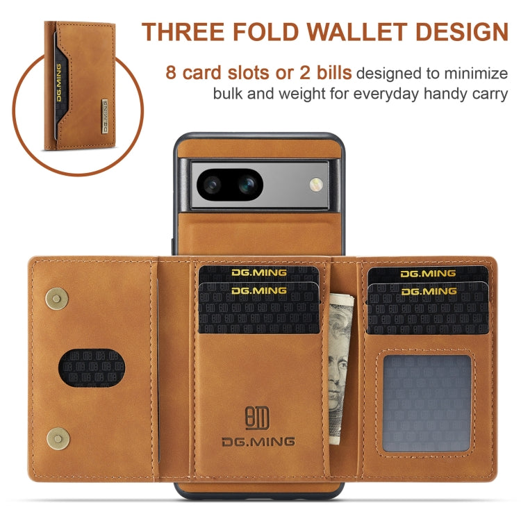 For Google Pixel 7A DG.MING M2 Series 3-Fold Multi Card Bag + Magnetic Phone Case(Brown) - Google Cases by DG.MING | Online Shopping UK | buy2fix