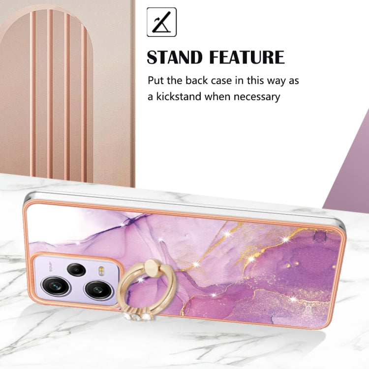 For Xiaomi Poco X5 Pro 5G Electroplating Marble IMD TPU Phone Case with Ring Holder(Purple 001) - Xiaomi Cases by buy2fix | Online Shopping UK | buy2fix