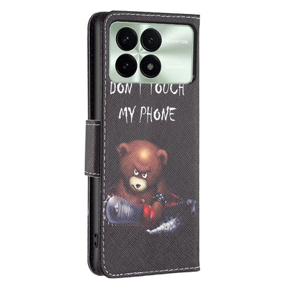 For Xiaomi Redmi K70E Colored Drawing Pattern Leather Phone Case(Bear) - K70E Cases by buy2fix | Online Shopping UK | buy2fix