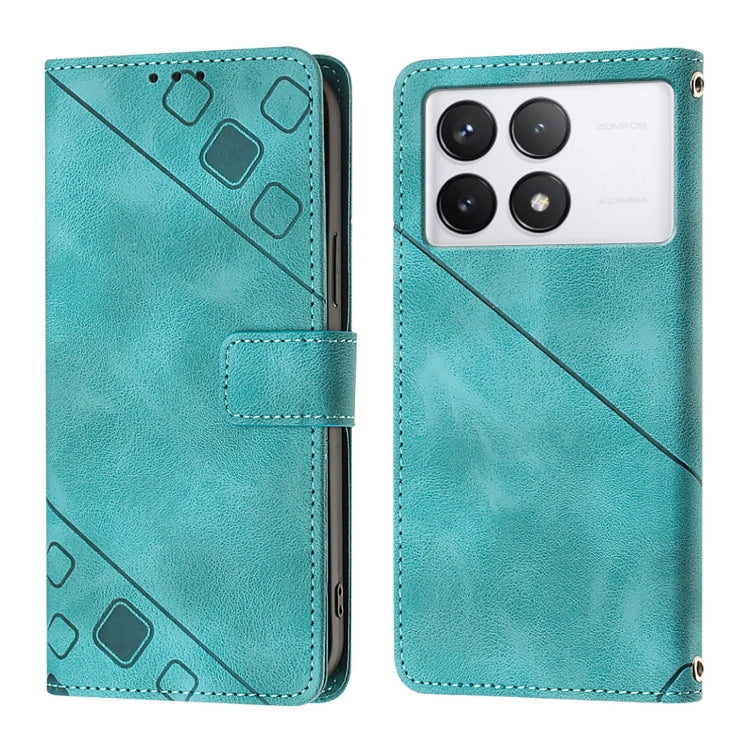 For Xiaomi Redmi K70 / K70 Pro Skin Feel Embossed Leather Phone Case(Green) - K70 Cases by buy2fix | Online Shopping UK | buy2fix