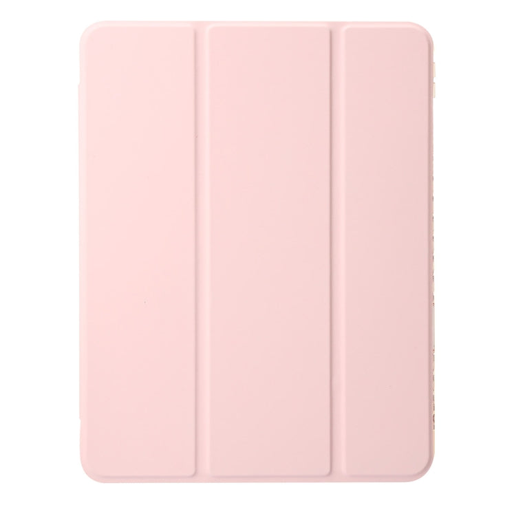 For iPad Air 13 2024 Clear Acrylic 3-Fold Leather Tablet Case(Pink) - iPad Air 13 2024 Cases by buy2fix | Online Shopping UK | buy2fix