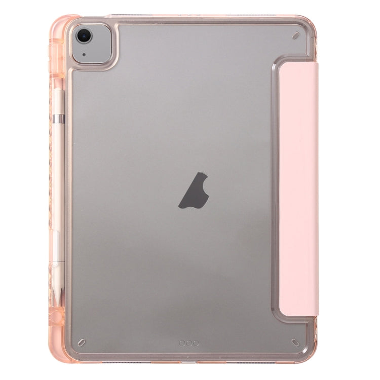 For iPad Air 13 2024 Clear Acrylic 3-Fold Leather Tablet Case(Pink) - iPad Air 13 2024 Cases by buy2fix | Online Shopping UK | buy2fix