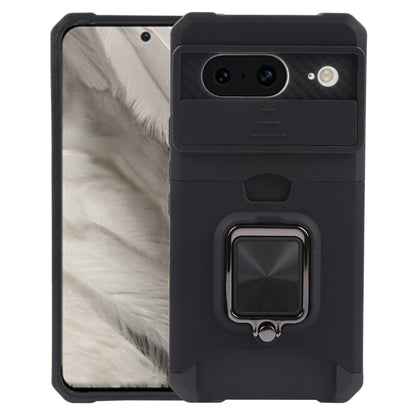 For Google Pixel 8 Camera Shield Card Slot PC+TPU Phone Case(Black) - Google Cases by buy2fix | Online Shopping UK | buy2fix