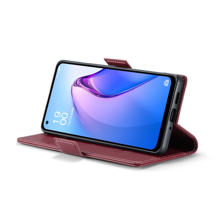 For OPPO Reno8 5G Global CaseMe 023 Butterfly Buckle Litchi Texture RFID Anti-theft Leather Phone Case(Wine Red) - OPPO Cases by CaseMe | Online Shopping UK | buy2fix