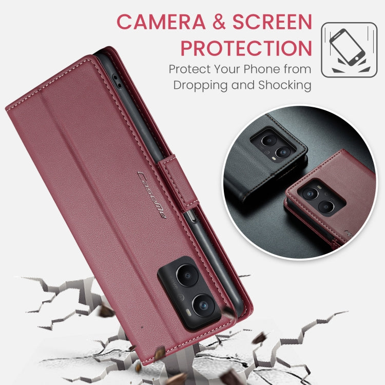 For OPPO A96 4G Global/A36 4G/K10 4G/A76 4G CaseMe 023 Butterfly Buckle Litchi Texture RFID Anti-theft Leather Phone Case(Wine Red) - OPPO Cases by CaseMe | Online Shopping UK | buy2fix