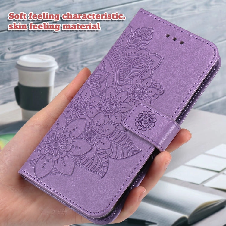 For Xiaomi Redmi K70 / K70 Pro 7-petal Flowers Embossing Leather Phone Case(Light Purple) - K70 Pro Cases by buy2fix | Online Shopping UK | buy2fix