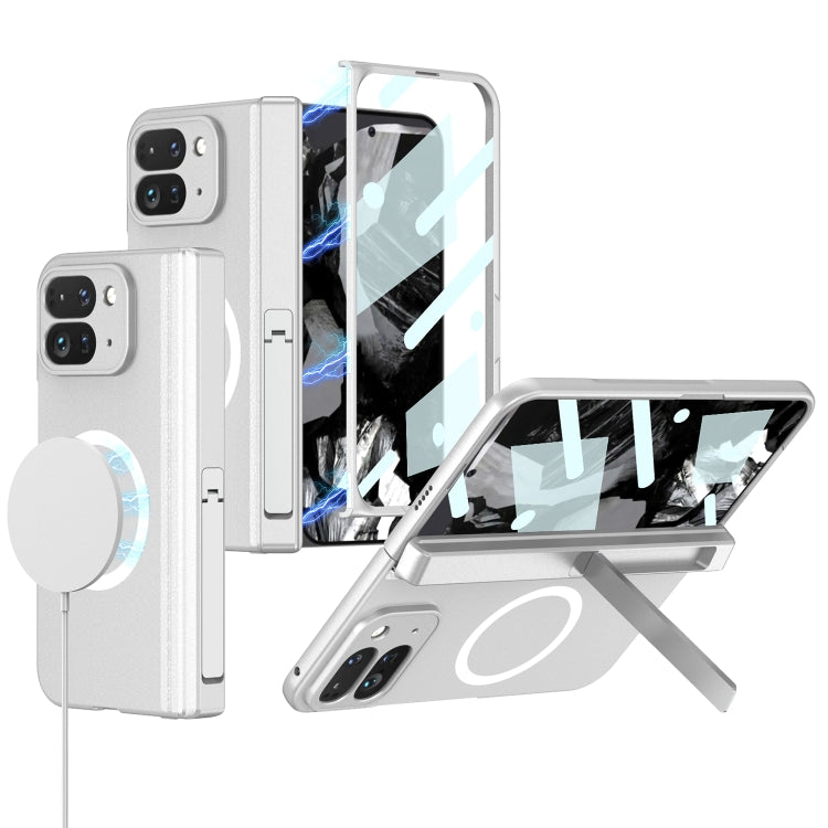 For Google Pixel 9 Pro Fold GKK Integrated Magsafe Fold Hinge Full Coverage Phone Case with Holder(White) - Google Cases by GKK | Online Shopping UK | buy2fix