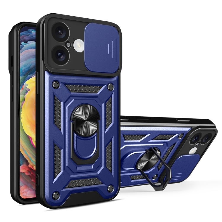 For iPhone 16 Sliding Camera Cover Design TPU+PC Phone Case(Blue) - iPhone 16 Cases by buy2fix | Online Shopping UK | buy2fix