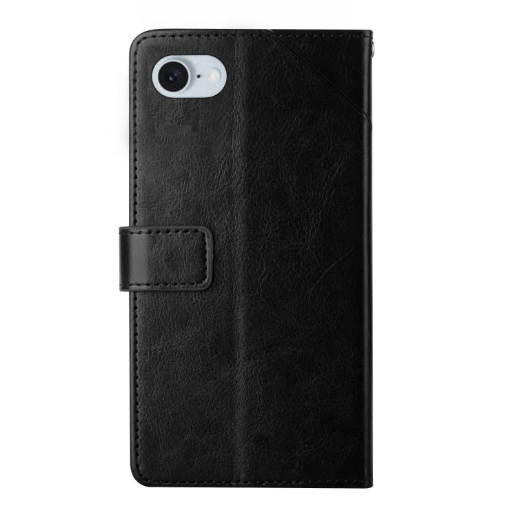 For iPhone SE 2024 HT01 Y-shaped Pattern Flip Leather Phone Case(Black) - More iPhone Cases by buy2fix | Online Shopping UK | buy2fix