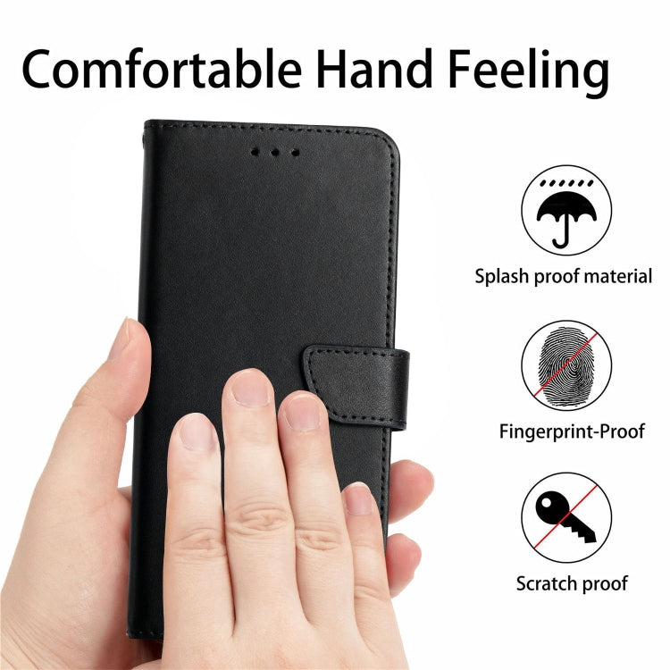 For iPhone 16 Plus Genuine Leather Fingerprint-proof Flip Phone Case(Black) - iPhone 16 Plus Cases by buy2fix | Online Shopping UK | buy2fix