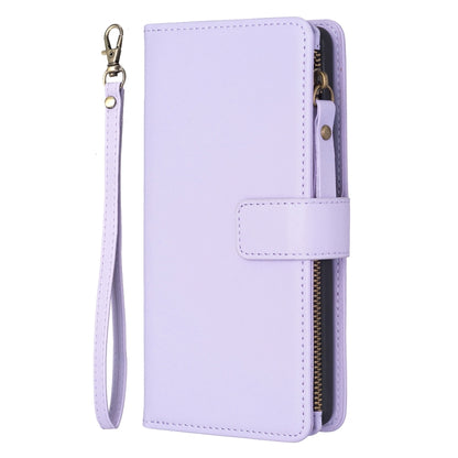 For Xiaomi 13 Pro 9 Card Slots Zipper Wallet Leather Flip Phone Case(Light Purple) - 13 Pro Cases by buy2fix | Online Shopping UK | buy2fix