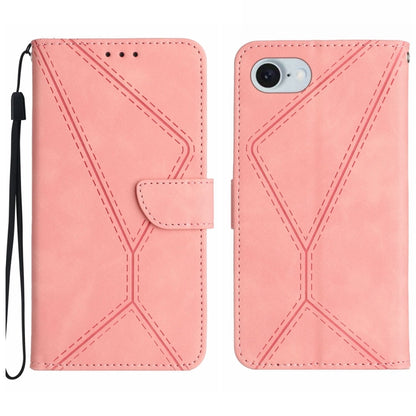 For iPhone SE 2024 Stitching Embossed Leather Phone Case(Pink) - More iPhone Cases by buy2fix | Online Shopping UK | buy2fix