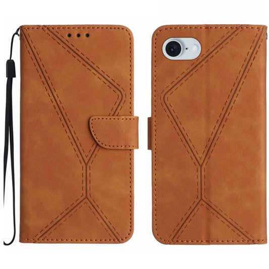 For iPhone SE 2024 Stitching Embossed Leather Phone Case(Brown) - More iPhone Cases by buy2fix | Online Shopping UK | buy2fix