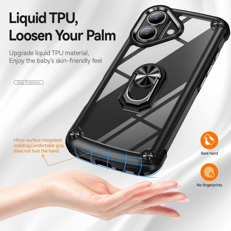 For iPhone 16 Plus TPU + PC Lens Protection Phone Case with Ring Holder(Black) - iPhone 16 Plus Cases by buy2fix | Online Shopping UK | buy2fix