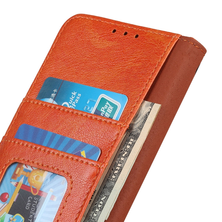 For iPhone 16 Plus Nappa Texture Leather Case(Orange) - iPhone 16 Plus Cases by buy2fix | Online Shopping UK | buy2fix