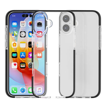 For iPhone 16 Plus Two-color Shockproof High Transparency TPU Phone Case(Black) - iPhone 16 Plus Cases by buy2fix | Online Shopping UK | buy2fix